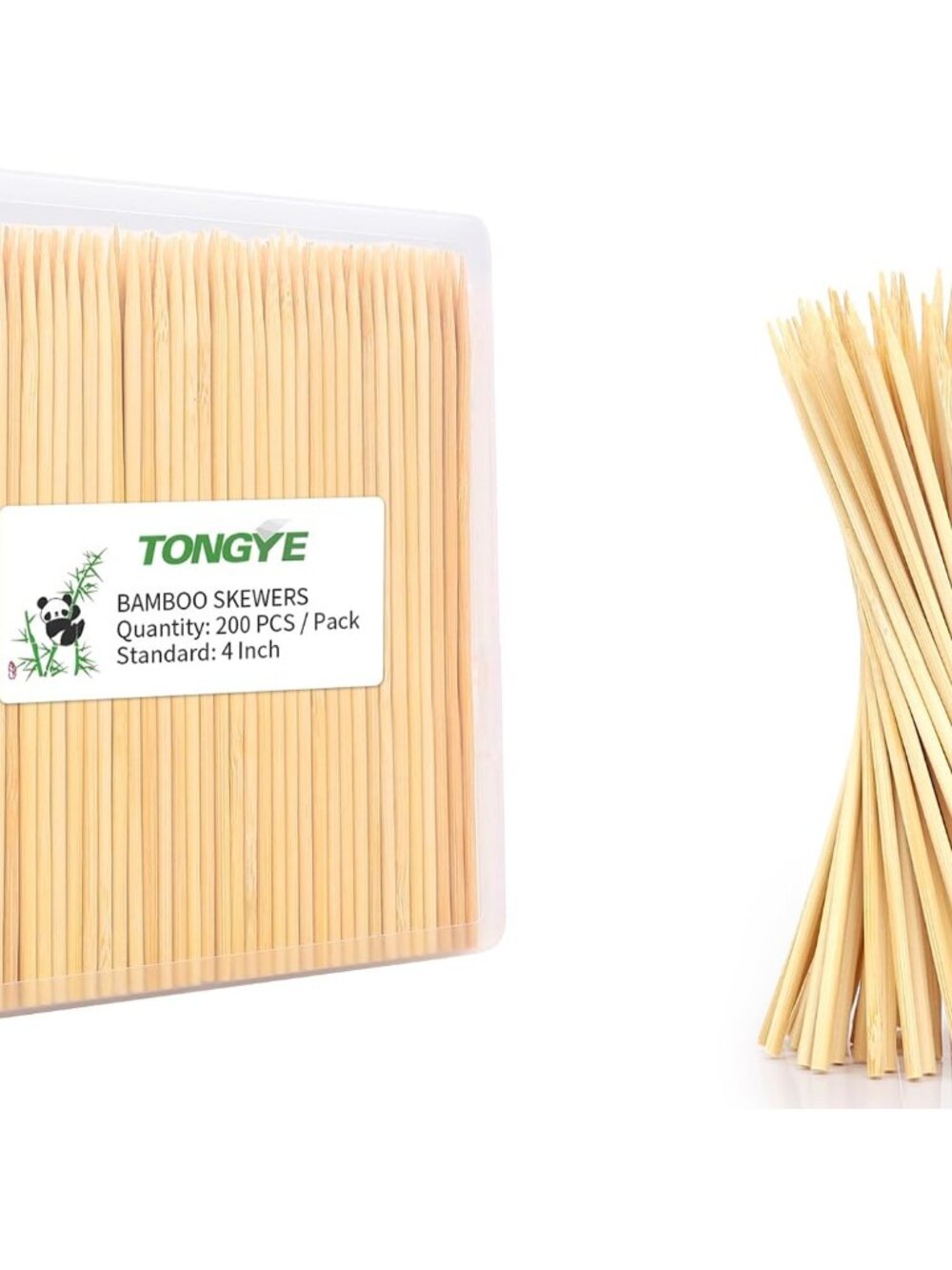 200 PCS] 4 inch Bamboo Skewers, Premium Wooden Skewers without Splinters, Skewer